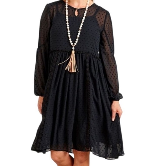 Matilda Jane Dresses & Skirts - Matilda Jane Women's Dress Medium Nostalgia Charlie Swiss Dot Black Peasant L